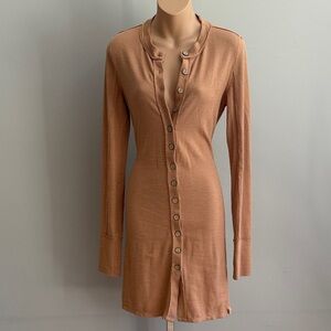 We The Free By Free People Elegant Tan Button-Down Duster/Dress Size XS